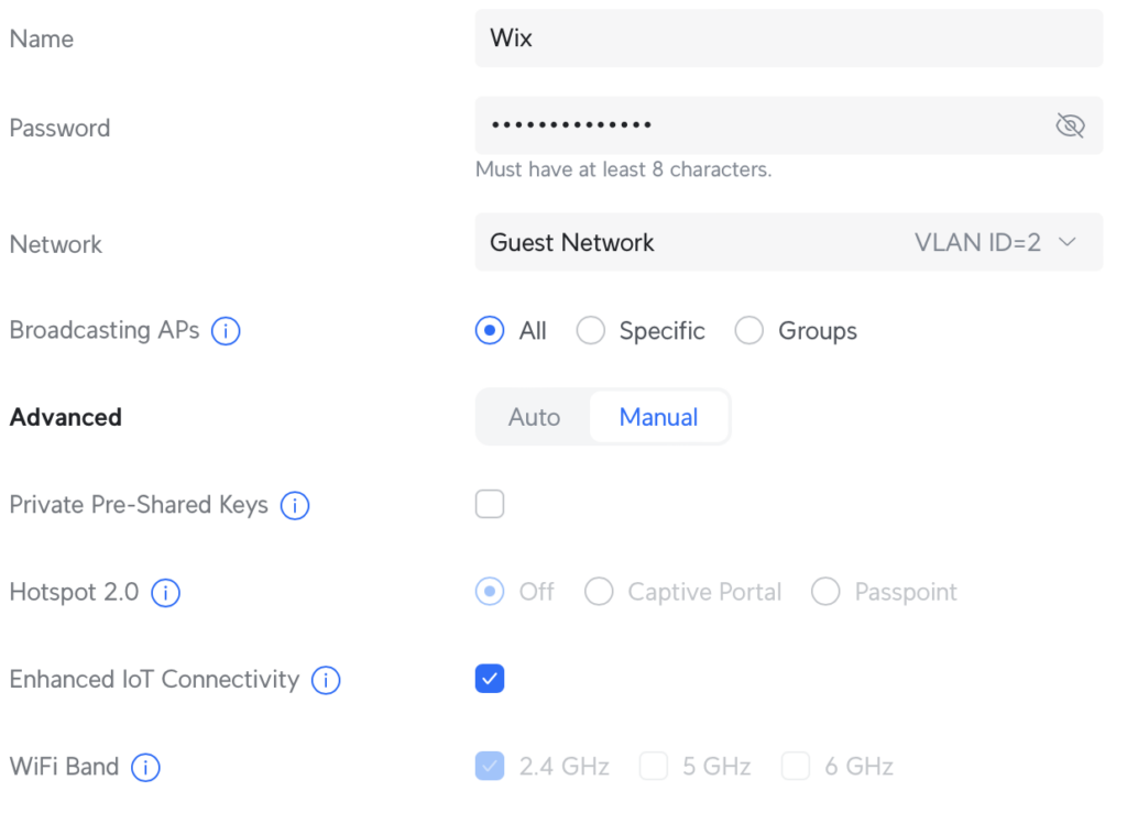 Screen capture of a portion of the management interface of UniFi, showing an option titled, "Enhanced IoT Connectivity."